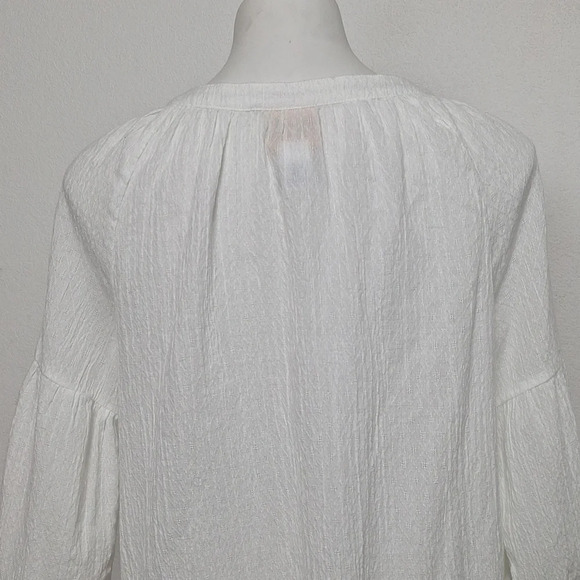 Ruby Rd Bohemian Embroidered Tassel Tie Balloon Sleeve Peasant Boho Hippie Top M - Picture 11 of 13